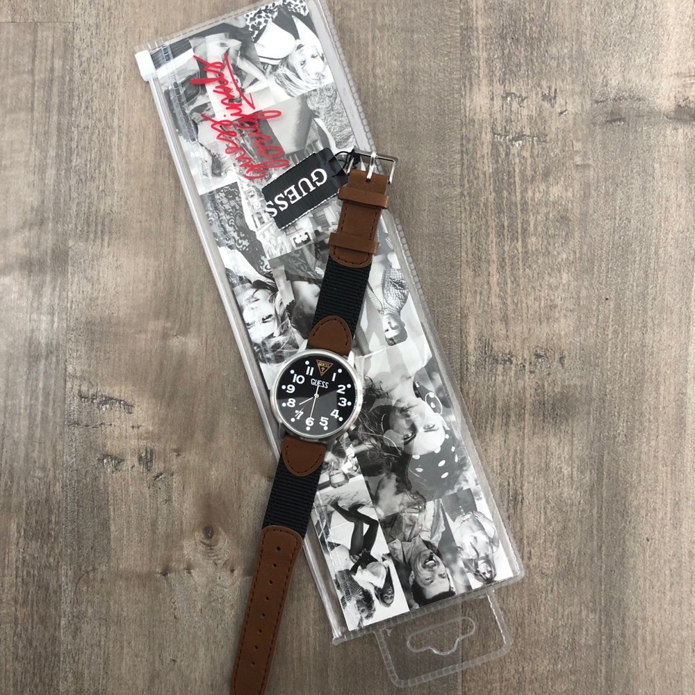GUESS leather band watch